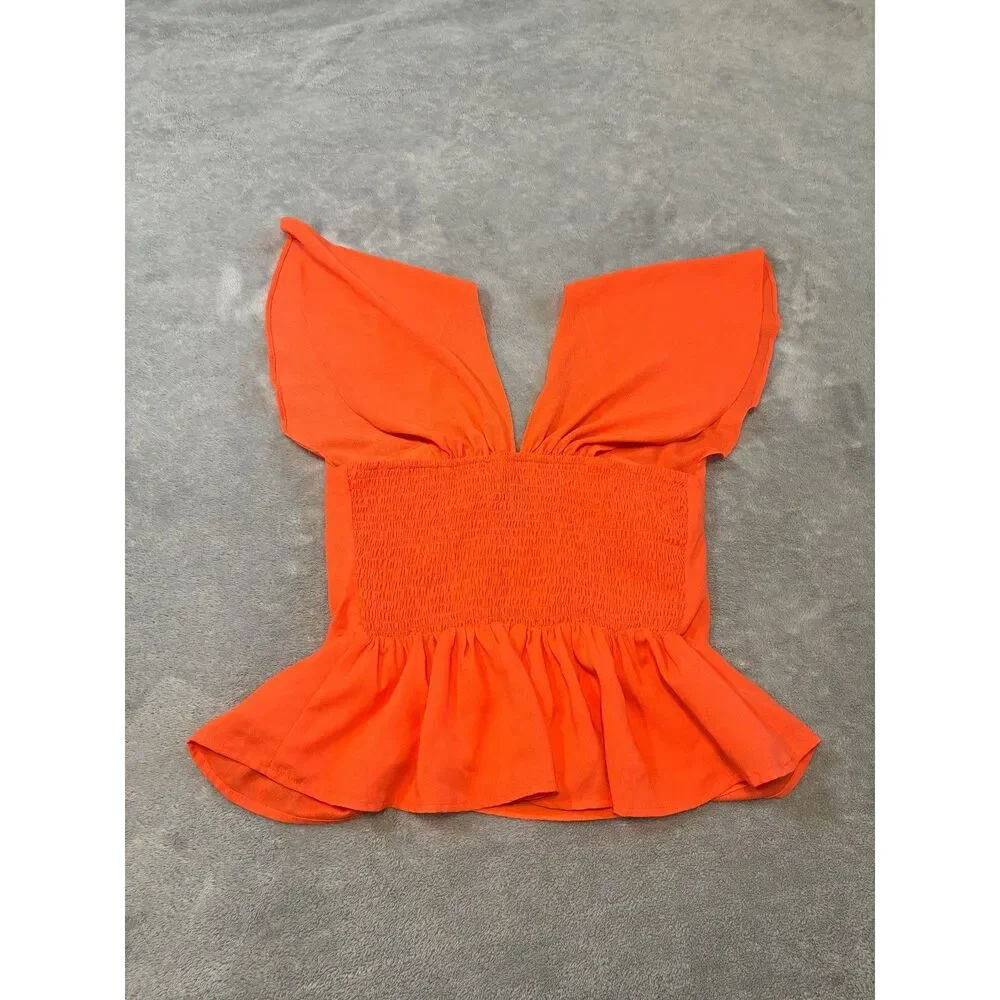 Entro Babydoll Orange Blouse - Picture 4 of 6
